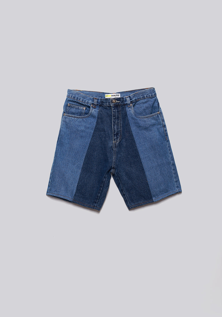 Large Biais Cut Split Denim Shorts