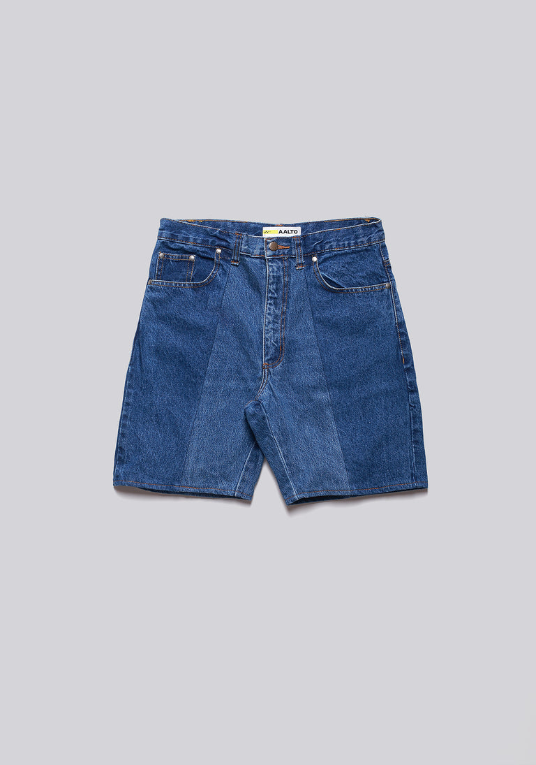 Large Biais Cut Split Denim Shorts