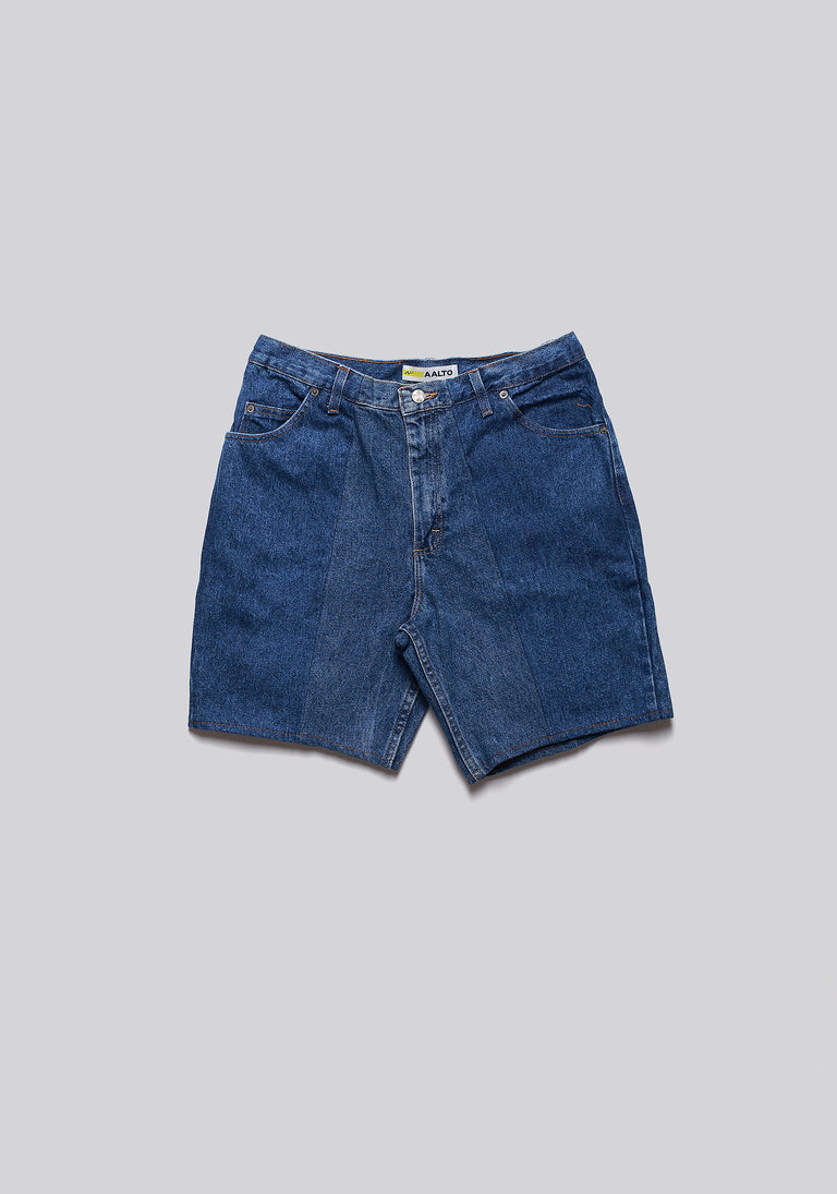 Large Biais Cut Split Denim Shorts