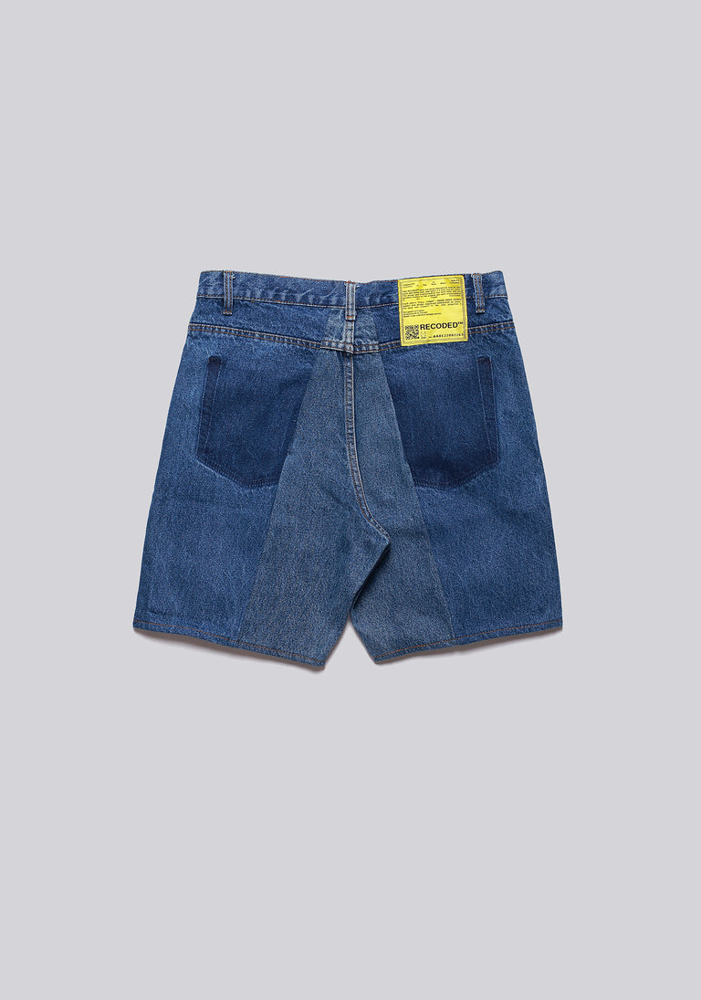 Large Biais Cut Split Denim Shorts