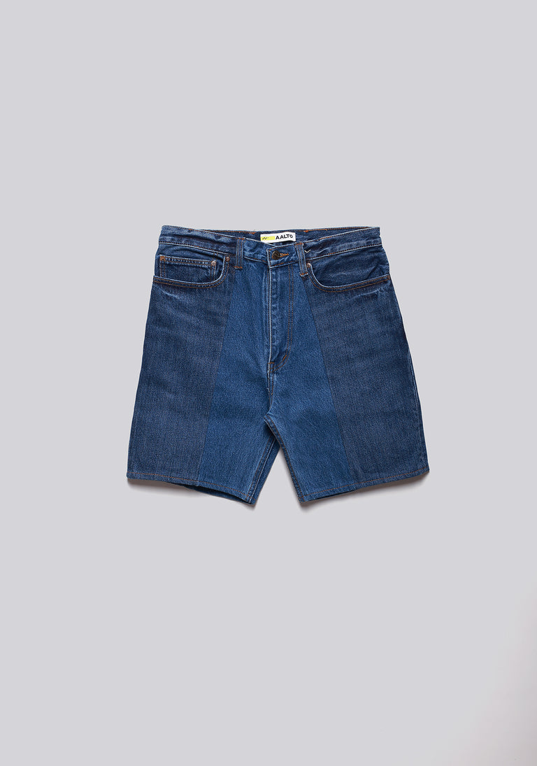 Large Biais Cut Split Denim Shorts