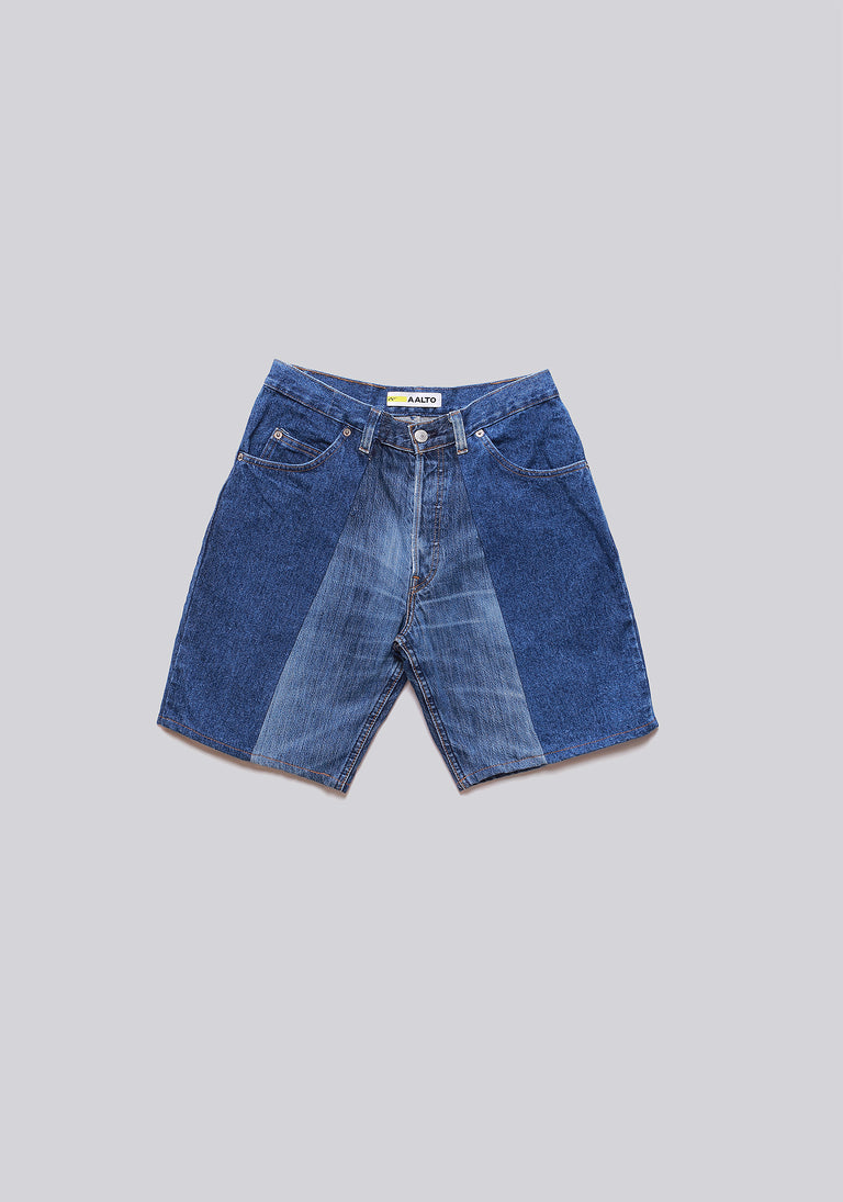 Large Biais Cut Split Denim Shorts