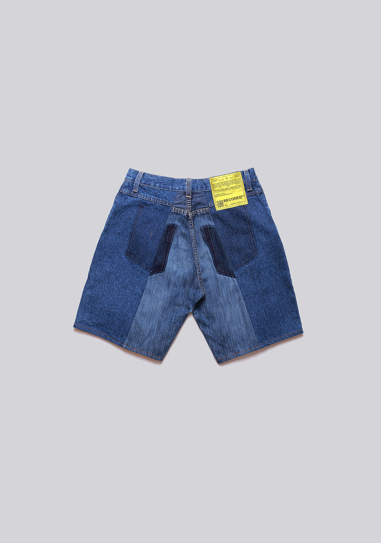 Large Biais Cut Split Denim Shorts