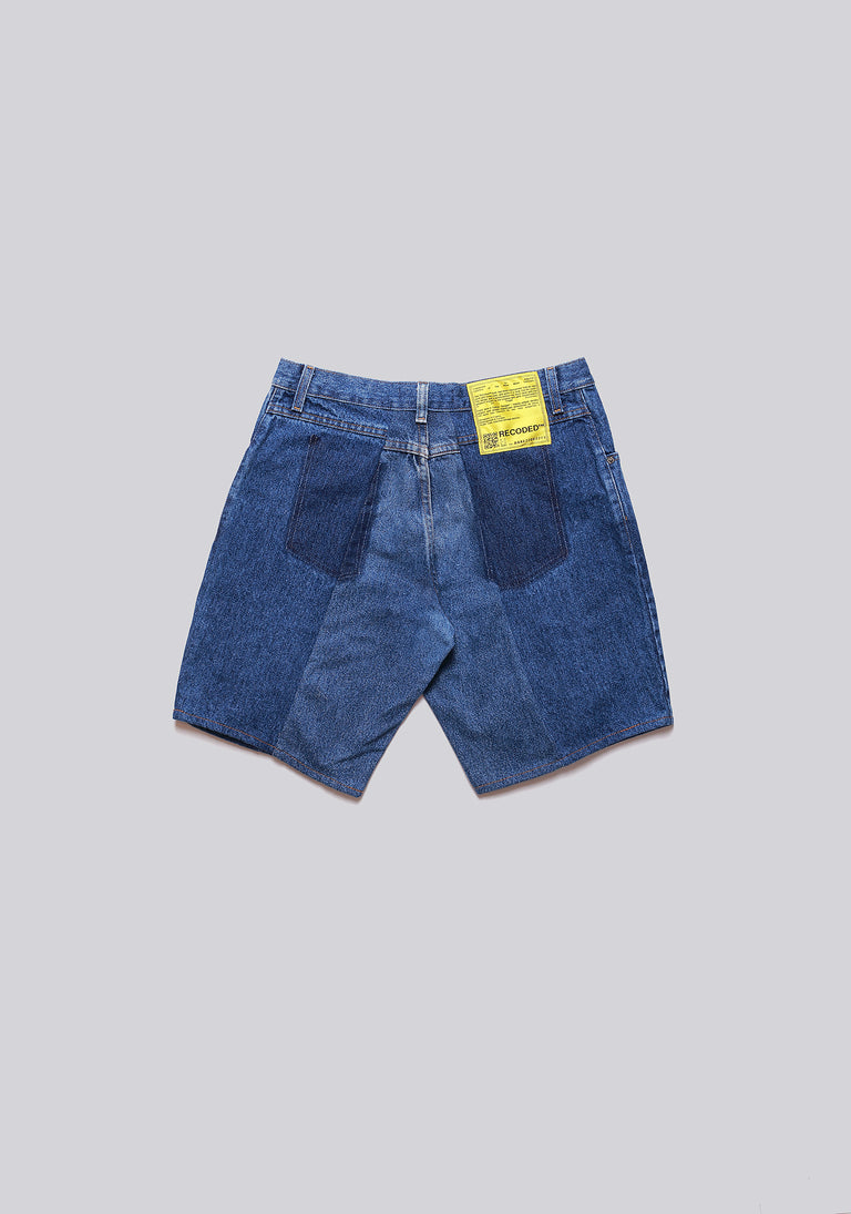 Large Biais Cut Split Denim Shorts