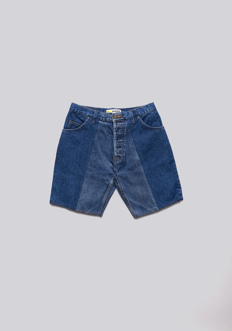 Large Biais Cut Split Denim Shorts