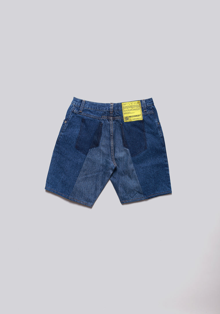 Large Biais Cut Split Denim Shorts