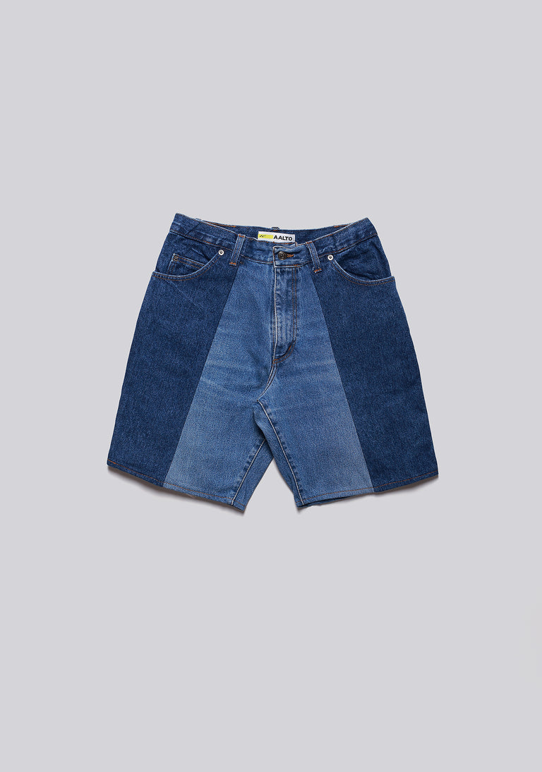 Large Biais Cut Split Denim Shorts