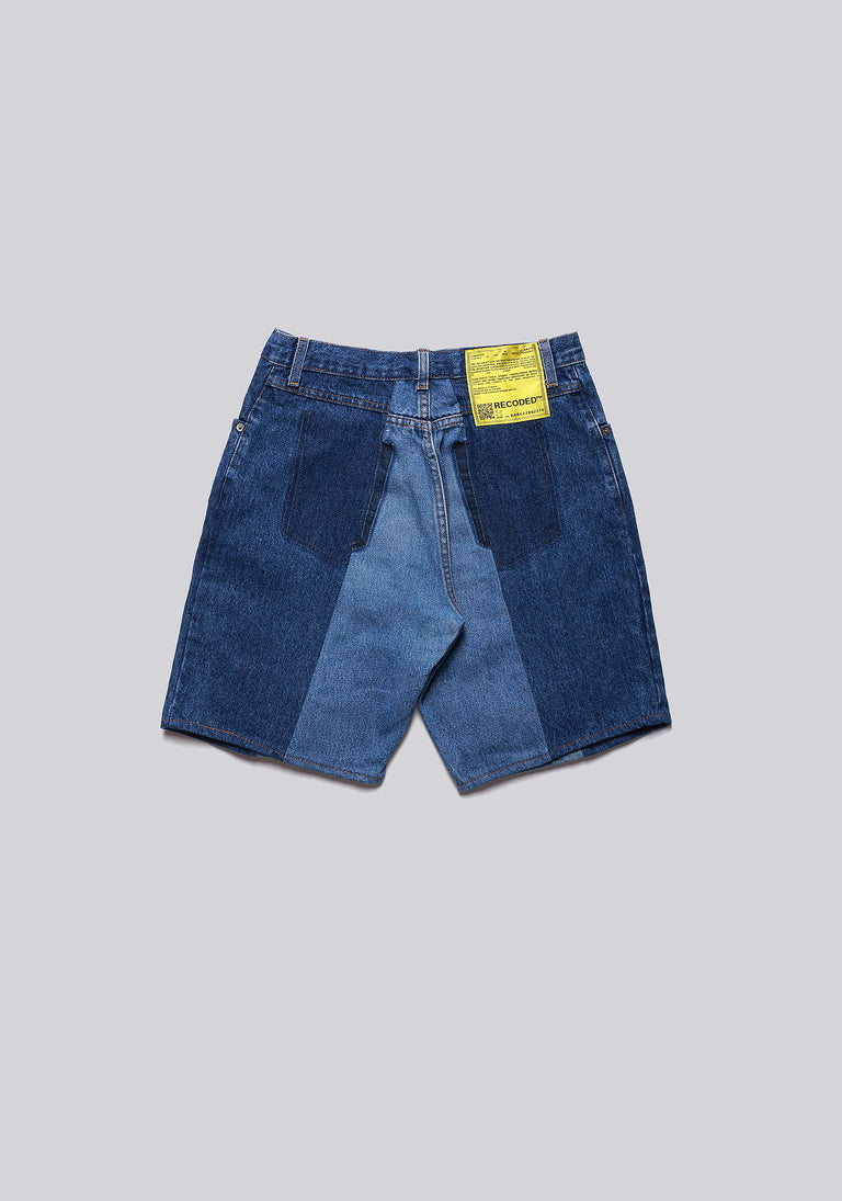 Large Biais Cut Split Denim Shorts