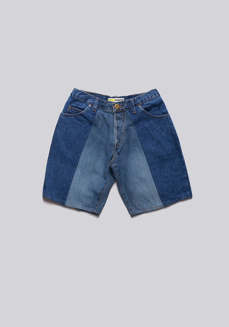 Large Biais Cut Split Denim Shorts