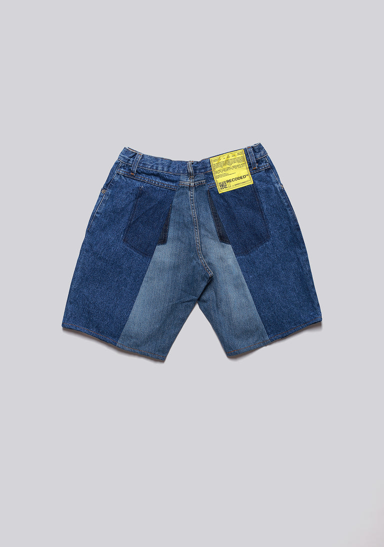 Large Biais Cut Split Denim Shorts